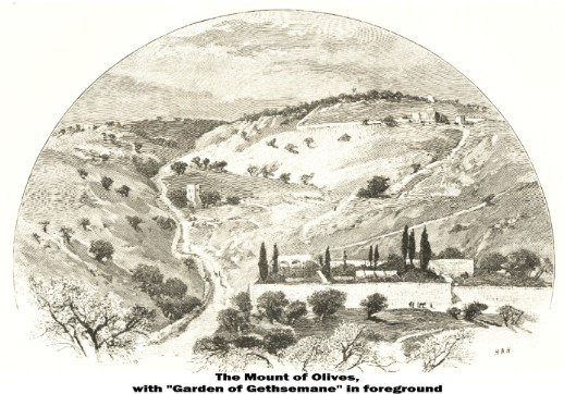 The Mount of Olives, with 'Garden of Gethsemane' in foreground